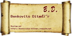 Benkovits Ditmár névjegykártya